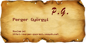 Perger Györgyi névjegykártya
